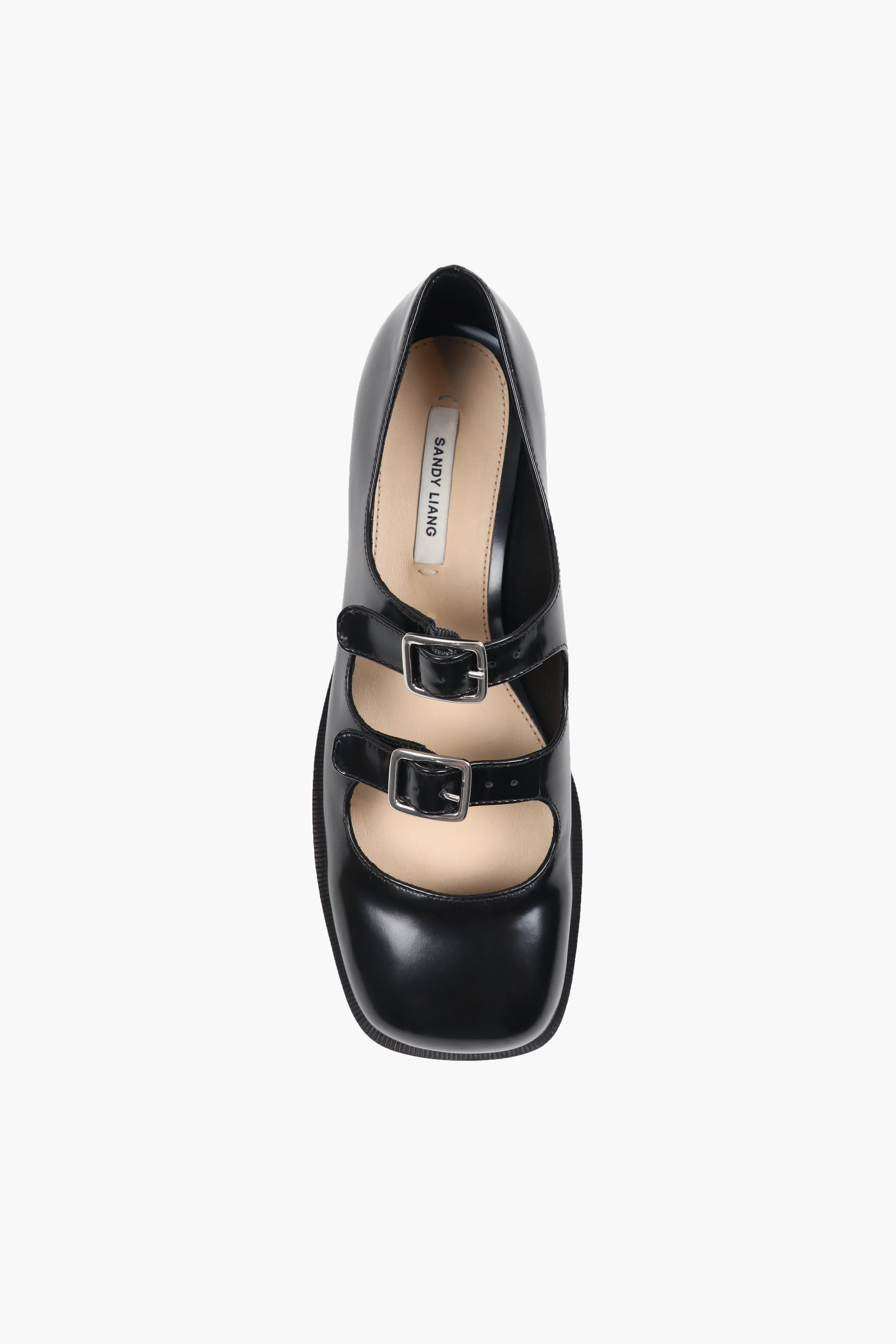 MARY JANE DOUBLE STRAP WELT IN BLACK SPAZZOLATO